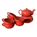 WAECHTERSBACH FUN FACTORY theepot + 7 kommetjes + warmhouder ROOD