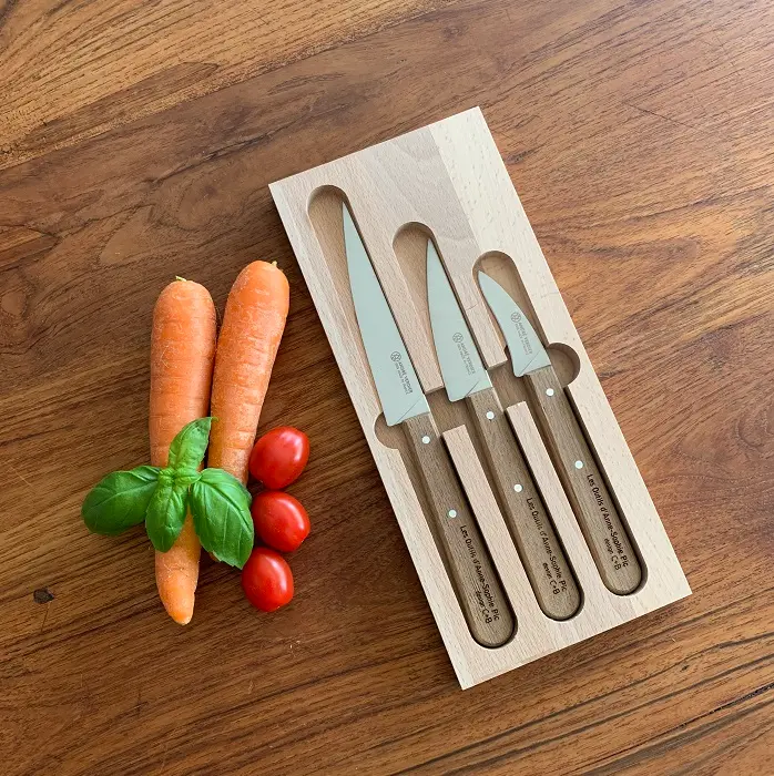 [ECK.BC.230.81.300CD] ANDRE VERDIER - Set van 3 keukenmessen ECOOK met houten handvat